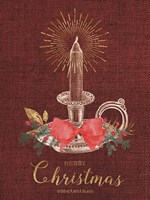 Burlap Vintage Christmas Tall Candlestick Fine Art Print