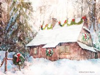 Snowy Christmas Cabin Fine Art Print