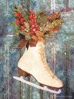 Winter Skate with Floral Spray Fine Art Print