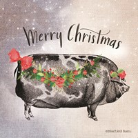 Vintage Christmas Be Merry Pig Fine Art Print