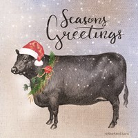 Vintage Christmas Be Merry Cow Fine Art Print