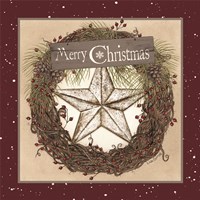 Christmas Barn Star Wreath Fine Art Print