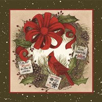 Cardinal Christmas Wreath Fine Art Print