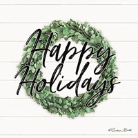 Happy Holidays Boxwood Wreath Fine Art Print