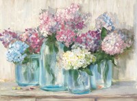 Hydrangeas in Glass Jar Pastel Crop Fine Art Print