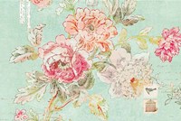 Cottage Roses I Blue Fine Art Print