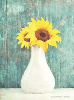 Sunflower White Vase Fine Art Print