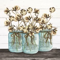 Blue Jars - Cotton Stems Fine Art Print