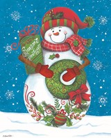 Snowman with Wreaths Fine Art Print