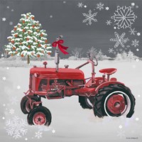 Red Tractor on Gray Fine Art Print