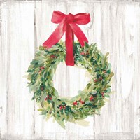 Woodland Holidays Wreath no Bird White Fine Art Print