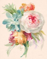Garden Bouquet I on Peach Linen Fine Art Print