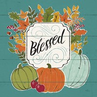 Thankful III Turquoise Leaves Fine Art Print