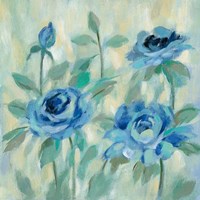 Brushy Blue Flowers II Framed Print