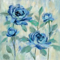 Brushy Blue Flowers I Fine Art Print