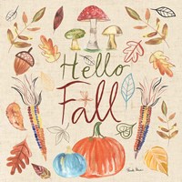 Hello Fall I Sq Burlap Fine Art Print