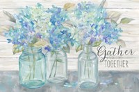 Farmhouse Hydrangeas in Mason Jars -Gather Fine Art Print