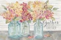 Farmhouse Hydrandeas in Mason Jars Spice -Gather Fine Art Print