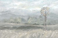 Country Meadow Windmill Landscape Neutral Fine Art Print