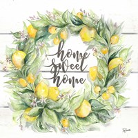 Watercolor Lemon Wreath Home Sweet Home Fine Art Print