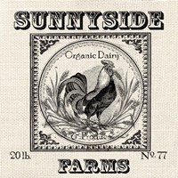 Farmhouse Grain Sack Label Rooster Fine Art Print