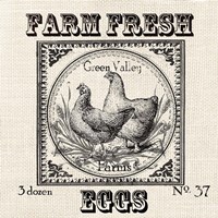 Farmhouse Grain Sack Label Chickens Fine Art Print