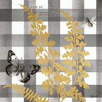 Buffalo Check Ferns and Butterflies Neutral II Fine Art Print