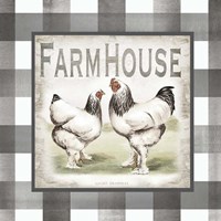 Buffalo Check Farm House Chickens Neutral I Framed Print