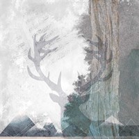 Deer and Mountains 1 Fine Art Print