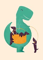 TRex and the Basketful of Wiener Dogs Fine Art Print