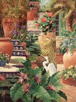 Floral Fractal with Egret Fine Art Print