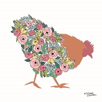 Floral Rooster Fine Art Print