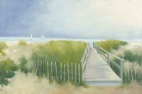Beach Walk with Boats Fine Art Print