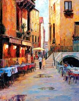Street Cafe after Rain Fine Art Print