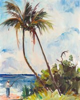 Fishing under Palms Fine Art Print