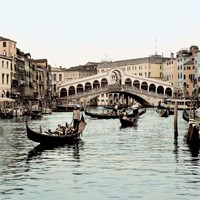 Ponte Rialto con Gondolas Fine Art Print