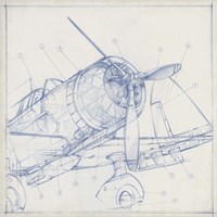 Airplane Mechanical Sketch I Fine Art Print