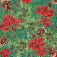 Poinsettia and Cones Fine Art Print