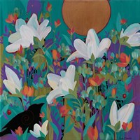 Crow and White Flowers Fine Art Print