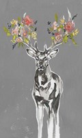 Deer & Flowers II Fine Art Print