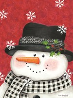 Holly & Black Plaid Snowman Fine Art Print