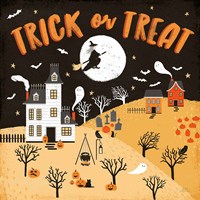 Spooky Village III Orange Framed Print