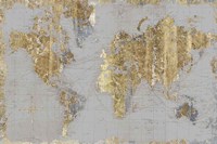Gilded Map Light Gray Fine Art Print