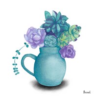 Turquoise Succulents V Fine Art Print