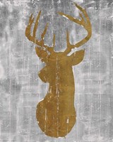 Rustic Lodge Animals Deer Head on Grey Fine Art Print