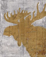 Rustic Lodge Animals Moose on Grey Fine Art Print