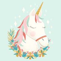 Unicorns and Flowers I Framed Print