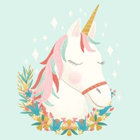 Unicorns and Flowers I Fine Art Print