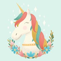 Unicorns and Flowers II Fine Art Print