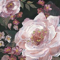 Romantic Moody Florals on Black III Fine Art Print